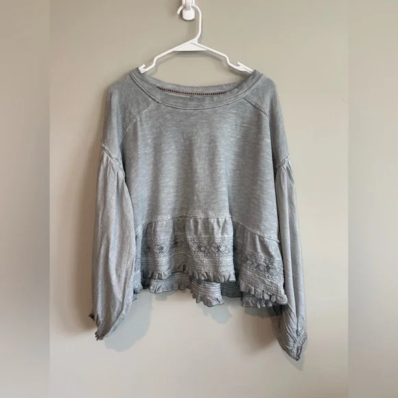 Anthropologie Pilcro Long-Sleeve Crop Babydoll Top - Picture 3 of 10